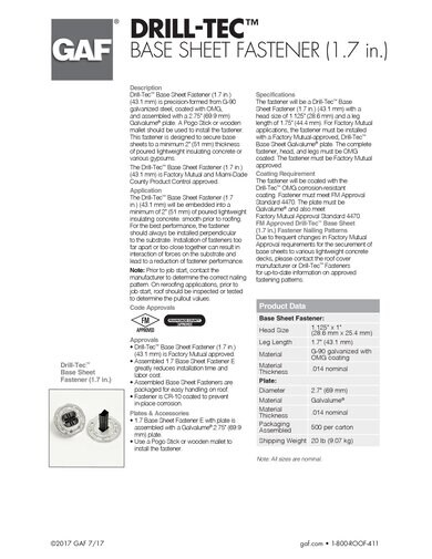 Drill-Tec™ Base Sheet Fastener (1.7 in.) 