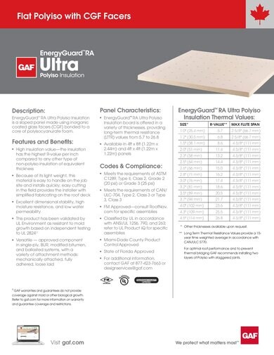 EnergyGuard™ RA Ultra Polyiso Insulation - COMGT476C