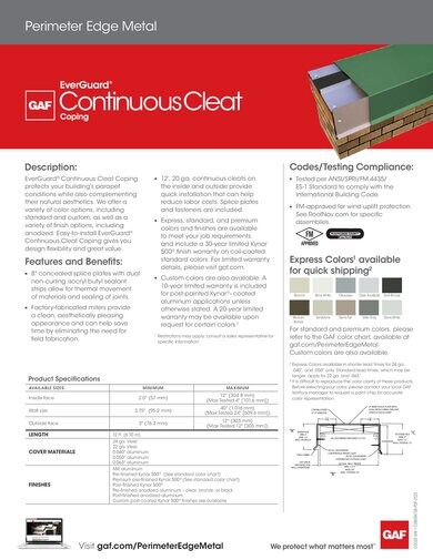 EverGuard® Continuous Cleat Coping - COMGN738 