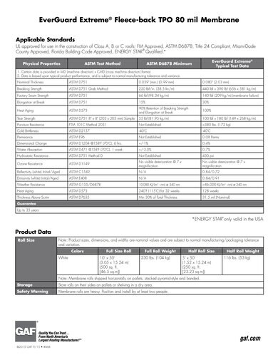 EverGuard Extreme® Fleece-back TPO 80 mil Membrane - 468