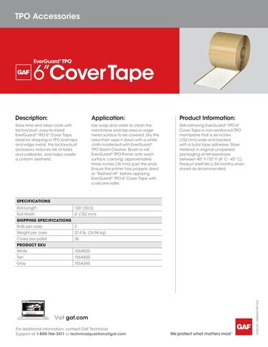 EverGuard® TPO 6" Cover Tape - COMEG843