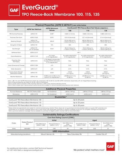 EverGuard® TPO Fleece-Back Membranes 100-135mil - COMEG857