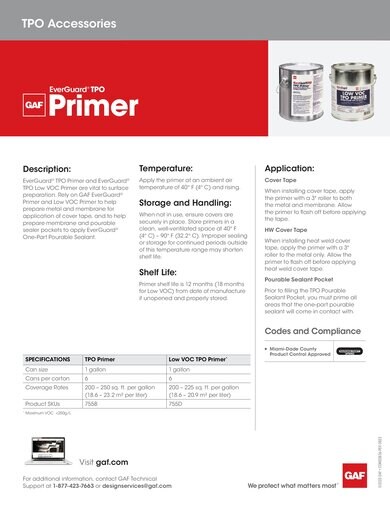 EverGuard® TPO Primer and EverGuard® TPO Low VOC Primer - COMEG836