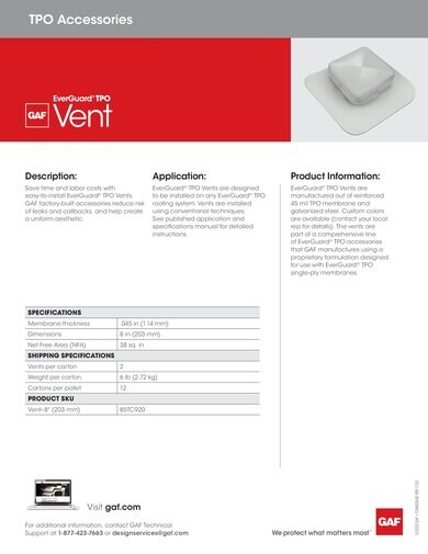 EverGuard® TPO Vent - COMEG842