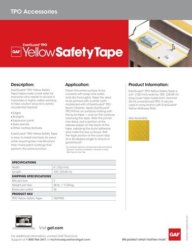 EverGuard® TPO Yellow Safety Tape - COMEG841