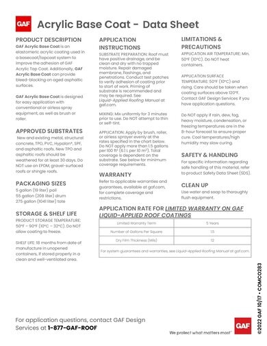 GAF Acrylic Base Coat - COMCO283