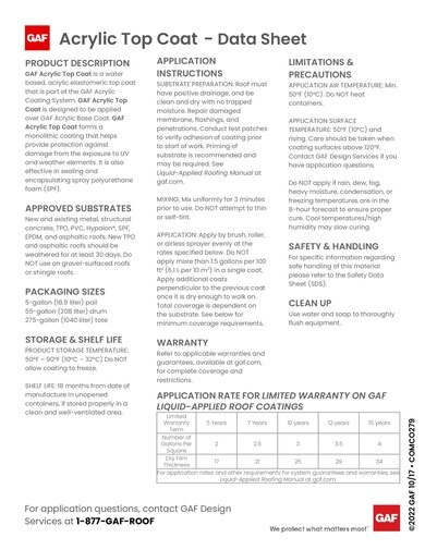 GAF Acrylic Top Coat - COMCO279