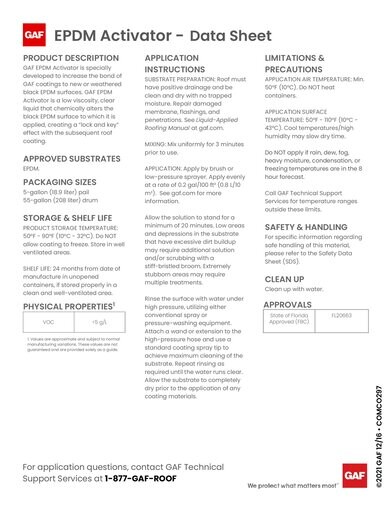 GAF Epdm Activator - COMCO297