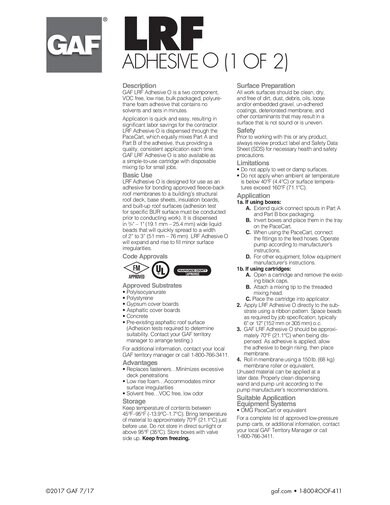 GAF LRF Adhesive O - XX