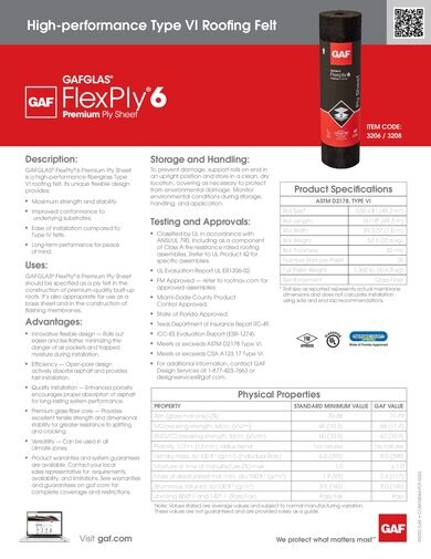 GAFGLAS® FlexPly® 6 Premium Ply Sheet - COMAS044