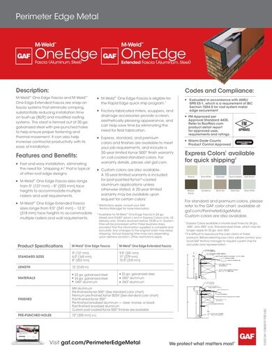 M-Weld™ One Edge Fascia and M-Weld™ OneEdge Extended Fascia COMGN7577