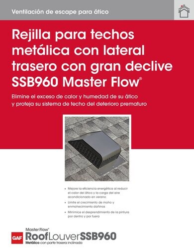 Rejilla para techos metálica con lateral trasero con gran declive SSB960 Master Flow® - RESMF173S