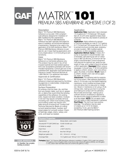 Matrix™ 101 Premium SBS Membrane Adhesive