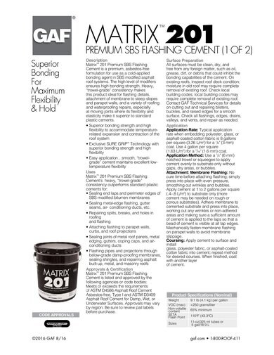 Matrix™ 201 Premium SBS Flashing Cement 