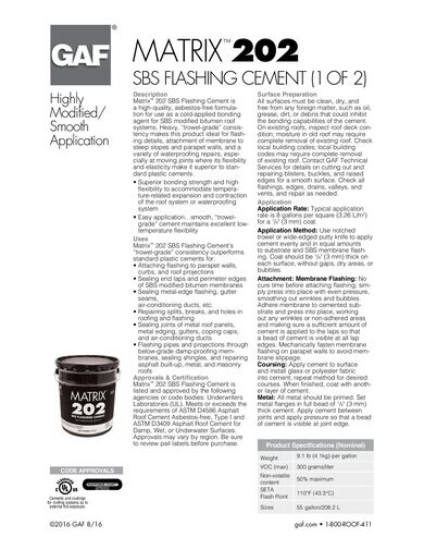 Matrix™ 202 Premium SBS Flashing Cement 