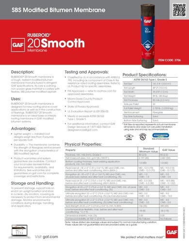 RUBEROID® 20 Smooth Membrane - COMAS032