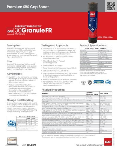 RUBEROID® 30 Granule FR Membrane