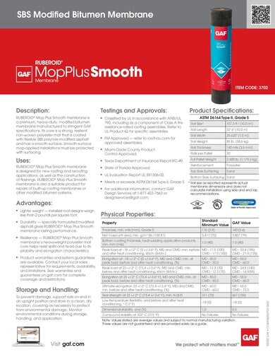 RUBEROID® MOP Plus Smooth Membrane