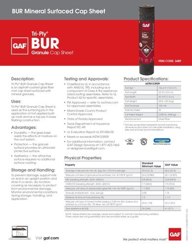 Tri-Ply® BUR Granule Cap Sheet - COMAS047