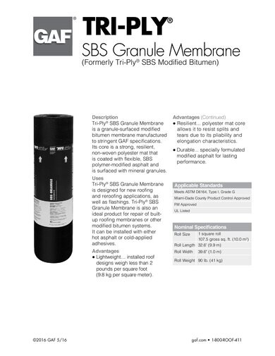 Tri-Ply® SBS Granule Membrane
