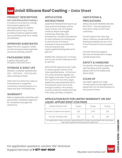 GAF Unisil Silicone Roof Coating