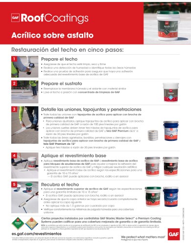 Acrílico sobre asflato Restoration 5-Step Info-Sheet - COMCO603S Spanish