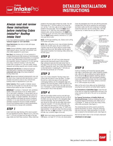 Cobra IntakePro® Installation Instructions TRILINGUAL
