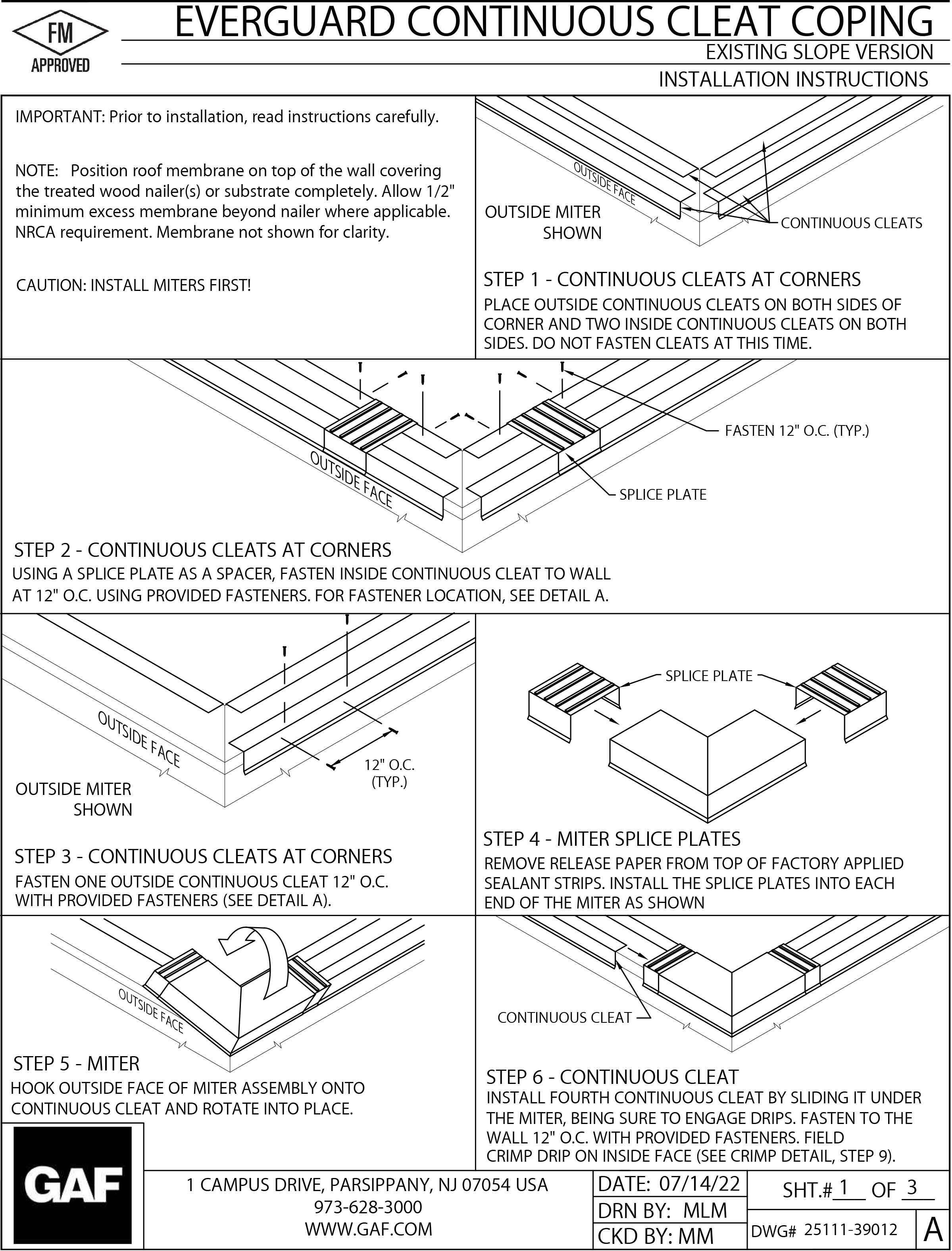Everguard® Continuous Cleat Coping -  ES - Installation Instructions