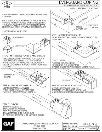 Everguard® Coping - E-S- 2'-0" O.C. Installation Instructions 