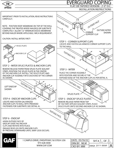 Everguard® Coping - F-T - 2'-0" O.C. Installation Instructions 