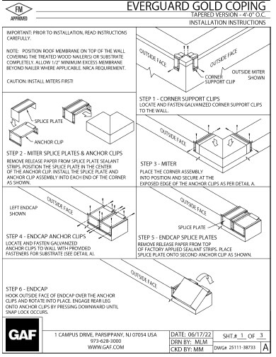 Everguard® Gold Coping - T - 4'-0" O.C. Installation Instructions 