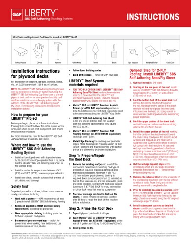 Liberty™ SBS Self-Adhering Installation Instructions TRILINGUAL - RESLB504 