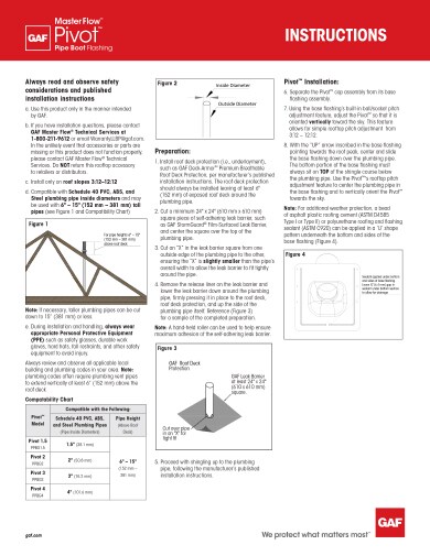 Master Flow® Pivot™ Pipe Boot Installation Instructions - RESMF336