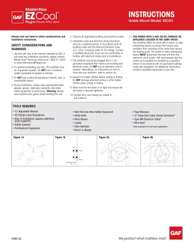 Master Flow® EZCool™ Plug & Play Gable Mount Vent Installation Instructions TRILANGUAL - RESMF331 