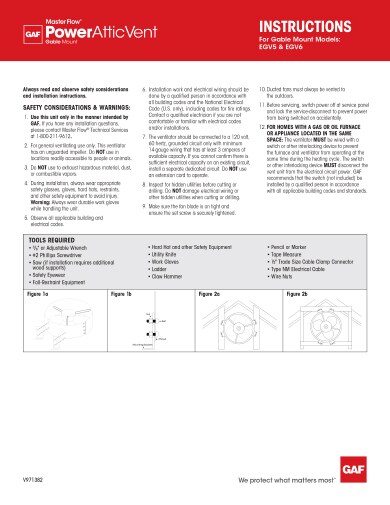 MasterFlow® Power Attic Vent Gable Mount Installation Instructions TRILINGUAL - RESMF325