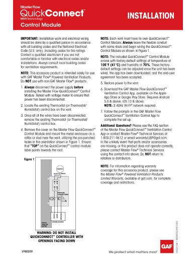 Master Flow® QuickConnect™ Control Module Instructions TRILINGUAL - RESMF332 