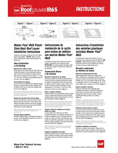 MasterFlow® RoofLouver IR65 Plastic Slant-Back Installation Instructions TRILINGUAL - RESMF178