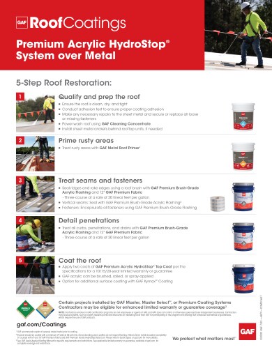 Premium Acrylic HydroStop® System over Metal Restoration 5-Step Info-Sheet - COMCO607