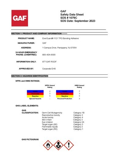 EverGuard® TPO SBA 1121 Bonding Adhesive SDS - 1079C
