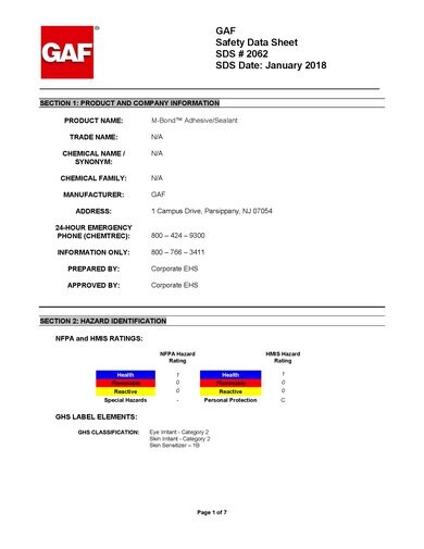 M-Bond™ Adhesive/Sealer SDS - 2062
