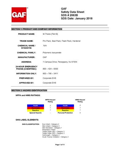 M‑Thane™ Two‑Part Pourable Sealant Part B SDS - 2063B