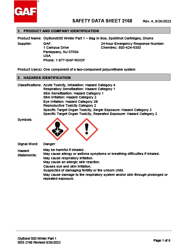 OlyBond500™ SpotShot Part 1 SDS - 2168