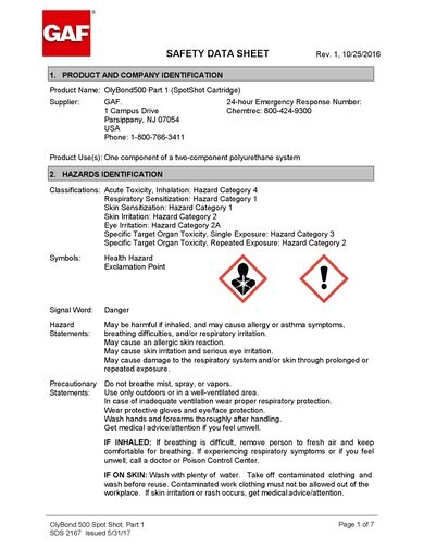 OlyBond500™ SpotShot Part 1 SDS - 2167