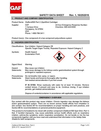 OlyBond500™ SpotShot Part 2 SDS - 2172