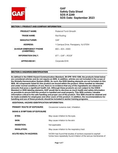 Ruberoid® Torch Smooth Membrane SDS - 2249