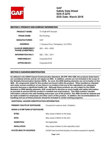Tri-Ply® APP Smooth Membrane SDS - 2270