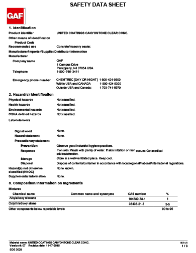 United Coatings™ CanyonTone™ Clear Concentrate SDS - 3028