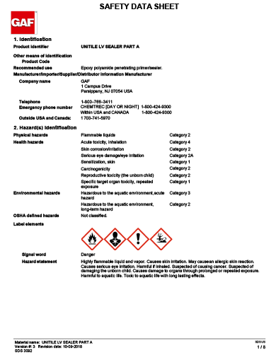 GAF Bonding Primer Part A SDS - 3092