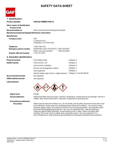 GAF Bonding Primer Part B SDS - 3093